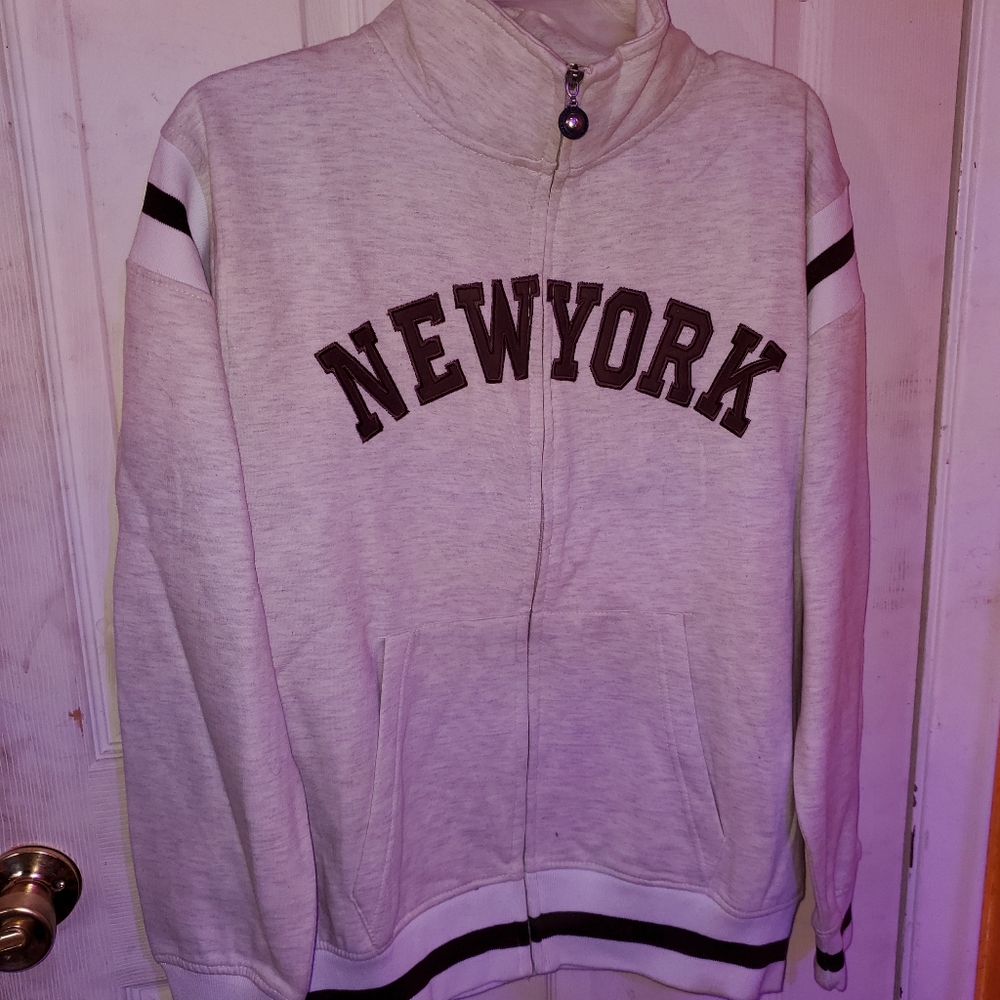 NEW YORK Longs sleeve sweat zippered jacket/top